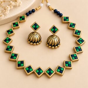 Emerald Green & Navy Blue Necklace set