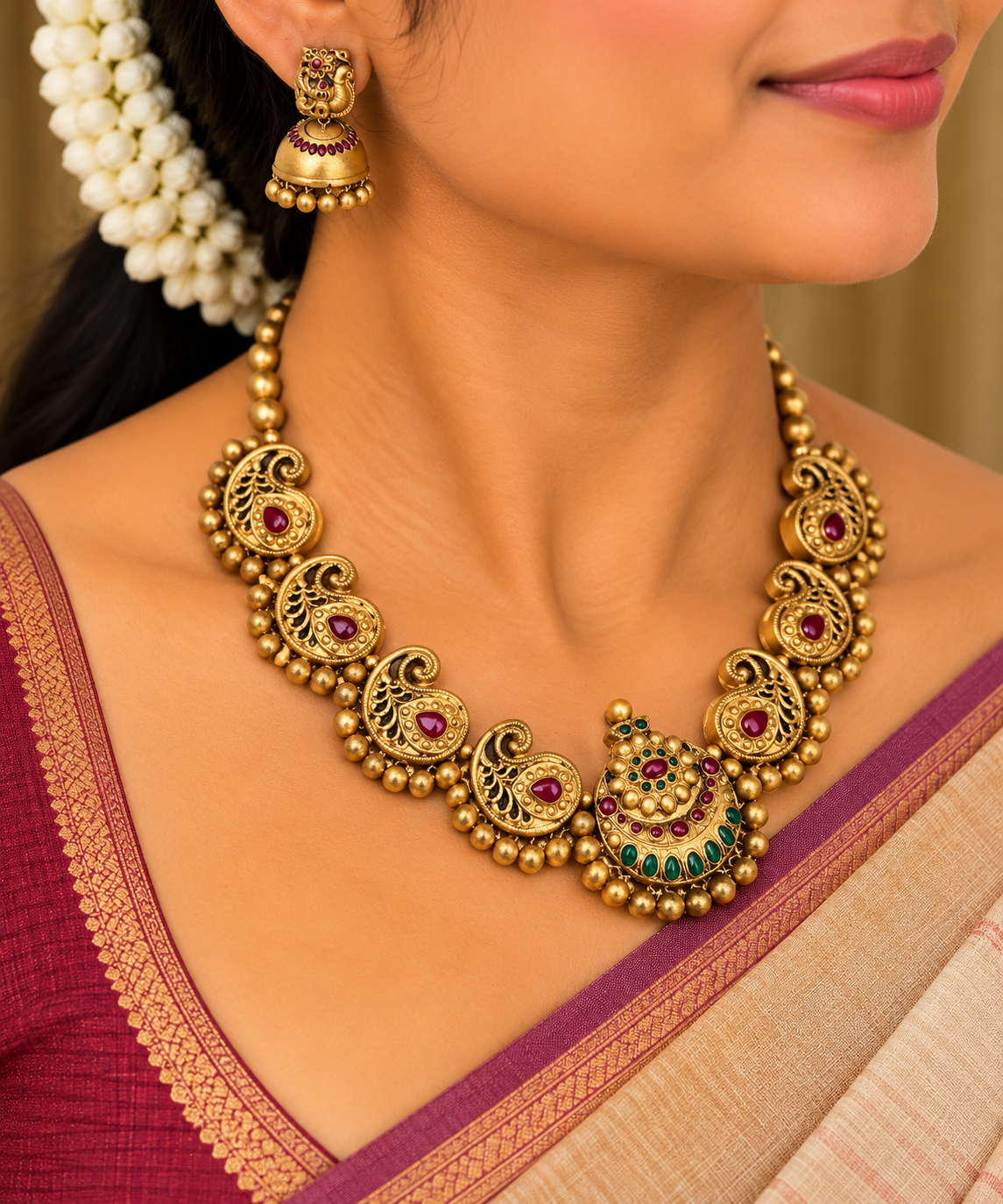 Veena Mayura Necklace Set - Image 3