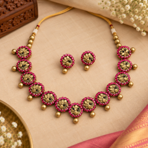 Veyalini – Pink Kundan Heritage Necklace Set