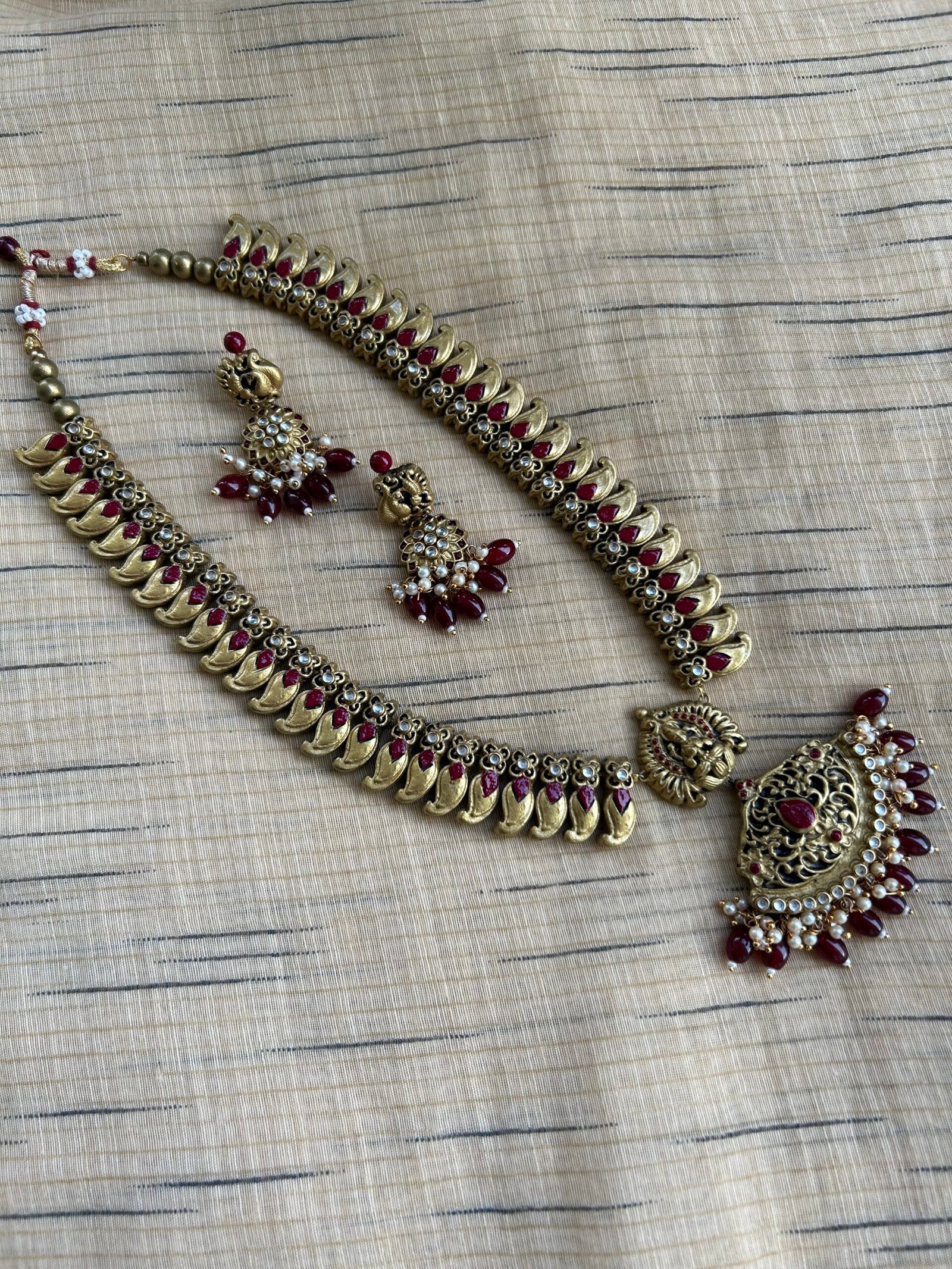 Ruby Mayura – Temple Jewellery Set - Image 2
