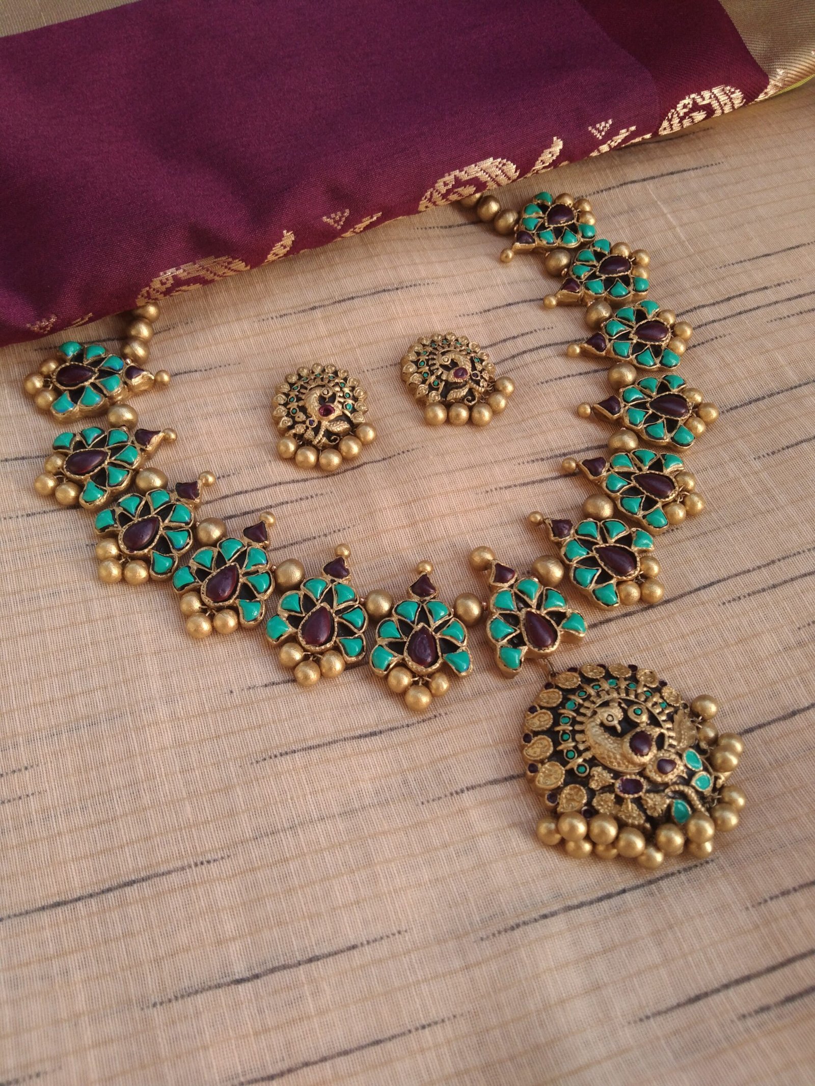 Dancing Peacock Necklace set – Liana Creations
