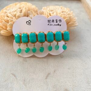 Teal Bead-Drop Hair Clip