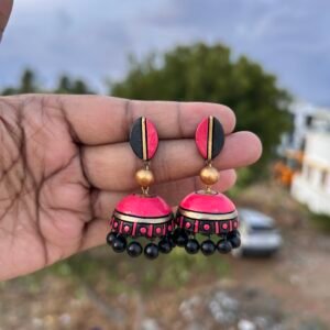 Pink Noir Double-Layer Jhumka