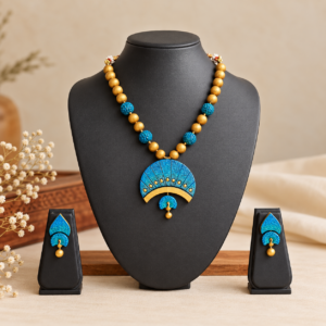 Mayurini – Peacock Blue Statement Necklace Set