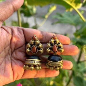 Antique Gold & Copper Floral Jhumkas