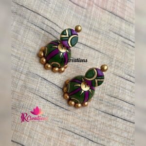 Sap Green & Purple Geometric Bloom Jhumkas