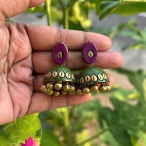 Purple Bloom Sap Green Jhumka