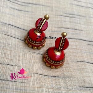 Classic Red & Antique Gold Beaded Jhumka