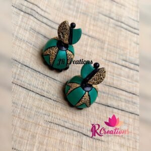 Turquoise Geometric Bloom Terracotta Earrings