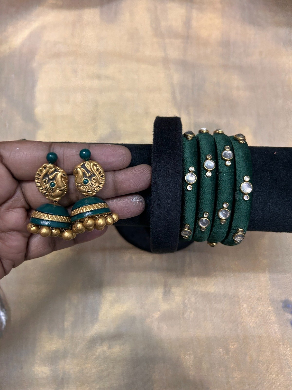 Puple Combination Silk Thread Bangle & Jhumka Combo – Liana Creations