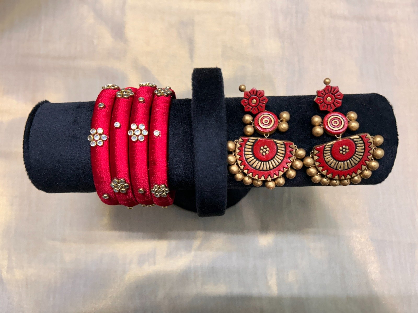 Puple Combination Silk Thread Bangle & Jhumka Combo – Liana Creations